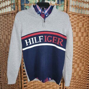 Tommy Hilfiger Boys 1/4 Zip Sweater + Button up Dress Shirt - Size Large 16/18